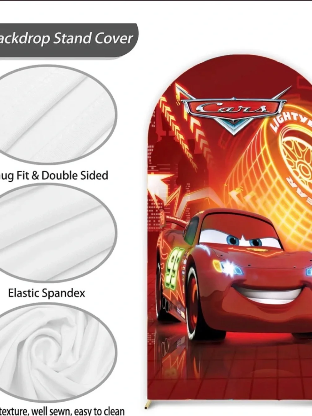 Disney Pixar Cars Lightning McQueen Red Arch Cover Backdrop